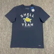 Life Is Good Shell Yeah Crusher T-Shirt Adult Medium Blue Sea Turtle Beach Mens