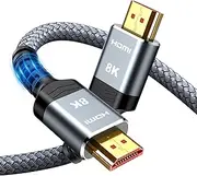 8K HDMI Cable 2M, 2.1 HDMI High Speed Cable-4K 120Hz, 8K 60Hz, 48Gbps HDMI Cord Support 8K UHD, 4K HDR, HDCP 2.2&2.3, Dynamic HDR 10, eARC for Ro-ku TV/PS-5/ HDTV/Blu-ray