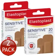 2 x Elastoplast Sensitive Medium Skin Tone 20 Pack Adhesive Strip Wound Dressing