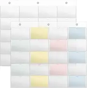 Jecery 2 Pcs 3 x 5 Inch Index Card Holder Sleeve Hanging Wall Mount Business Note Card Holder Plastic Index Organizer for Display Classroom School Office Library, 5 Rows 4 Cols 20 Slots