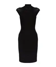 Alaïa Striped Back Cut Dress FR40 Black
