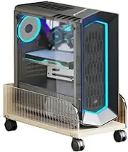 PC Tower Stand, Acrylic CPU Stand Under Desk with Rolling Caster Wheels, PC Stand for Floor CPU Stand Fits for Most Gaming PC(White)