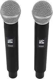 Wireless Microphone, 2Pcs VHF Microphone with Receiver, Dual Handheld Wireless Dynamic Mic System for Karaoke Singing, Wedding, DJ, Party, Speech, Church