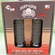 NEW ODI LOCKHART V31ITW-BB-B V-TWIN LOCK-ON GRIPS, TBW, BLK/BLK, WAFFLE, W/ TOOL