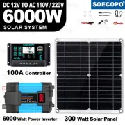 6000W Solar Power System 100A MPPT Controller 300W Panel 12V to 110V/220VsU