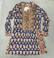 TINY Anthropologie Dress Womens Large Shirt Dress Top Peasant Floral Boho Mini