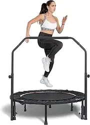 TFMODBFA 40''/48''Foldable Mini Trampoline Rebounder, Fitness Trampolines with Adjustable Foam Handle, Exercise Trampoline Rebounder for Indoor/Garden Workout