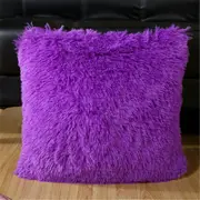 43*43cm Fluffy Decorative Throw Cushion Cover Pillow Cover Pillow Case for Sofa Couch Bed Chair Living Room Bedroom - Purple