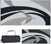 Stylish Camping 159181 9-feet by 18-feet Reversible Mat, Plastic Straw Rug, Large Floor Mat for Outdoors, RV, Patio, Backyard, Picnic, Beach, Polypropylene (PP), Camping (Black/White)