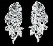 Vintage Venise Lace Applique 6" Rayon Trim Bridal Fabric Krazy Quilt #1726 2pcs