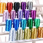 Large 1100yds Machine Metallic Embroidery Thread Set 20 Cones/spools Assorted...