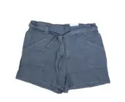 Old Navy High Rise Workwear Shorts Panther Grey Belt Tie Large Pocket Womens L