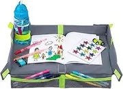 Children's Folding Airplane Tray, Pram Activity Bowl, Waterproof Children's Driving Tray, Portable Snack Tray, Travel Bowl for Prams, Lightweight, Toys, Brushes, Cups, gray, Siehe Beschreibung, See