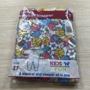 Vintage Sleeper Pajamas New 80s 90s Sports Kmart K-Mart 2T Blanket Kids N Fun