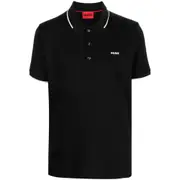 [Hugo] Hugo Logo-print Cotton Polo Shirt M BLACK