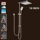 10'' Square Rain Shower Head Set Adjustable Sliding Rail Arm Diverter Chrome DIY