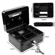 Locking Steel Cash Lock Box with Keys Security Money Tray Double Layer Small