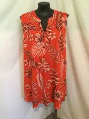 AUTOGRAPH RED SLEEVELESS "LEAF PATTERN" TUNIC TOP SZ 20-NEW STOCK REDUCED $
