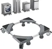 Washing Machine Base with 4 Feet and 8 Lockable Wheels, Movable Washing Machine Base Pedestals & Frame for Washing Machine, Dryer, Fridge (Grey, Adjustable: 45.5-70 cm)