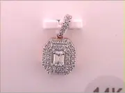 14k Rose Gold Emerald Diamond Fashion Halo Pendant 1/4 Cttw