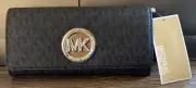 Authentic Michael Kors Fulton Brown/Gold Zipper CARRYALL Wallet NWT 32S7GFTE38