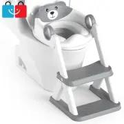 Toddler Potty Training Seat Adjustable w/ Step Stool, Soft Cushion 2-in-1 Design
