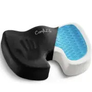 Gel Enhanced Seat Cushion - Non-Slip Orthopedic Gel & Memory Foam Black Tailbone
