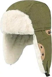 [NICEYST] Trapper Hat Russian Ushanka Tropper Aviator Hats Winter Warm Thick Fleece Lined Earflap Cap for Women Men