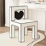 PP-Kic Love Cartoon Decorative Armchair, Dressing Chair with Backrest, Ladies Wool Dressing Chair, Modern Simple Leisure Chair, Full of Creativity, Decorate Home,Black