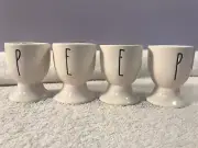 Rae Dunn Easter Egg Cups set of 4 PEEP white ceramic OH3223