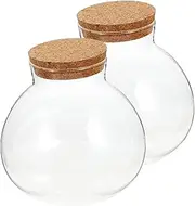 MOTHNUR 2Pcs Transparent Glass Bottle with Cork Lid Micro Landscape DIY Jar for Plants for Home Decor and Table Centerpiece