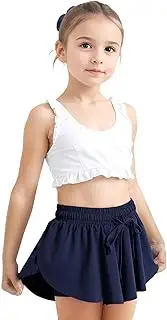 [COZYMATE] Butterfly Shorts 2 in 1 Girls Flowy Skirt Shorts with Pockets Preppy Shorts for Dance Running Gym Sports Tennis