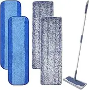 4 Pack Microfiber Dusting Pad for Bona Family of Mops, Washable & Reusable Pads for Bona Hardwood Floor Cleaner Mop (2 Wet Mop Pads, 2 Dry Mop Pads)