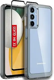 for Samsung A15 5G Case, Samsung Galaxy A15 5G Case, with [Tempered Glass Screen Protector][Built-in 4 Airbags][Not-Yellowing] Military-Grade Shockproof Protective Case for Galaxy A15 4G, Clear-Black