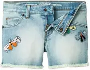 CAT & JACK GIRL FADED DENIM BUTTERFLY PATCHES SHORTS
