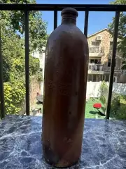 J. Friedrich Hoflieferant Grosskarben Antique German Stoneware WaterBottle 1800s