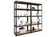 Giantex 2x 1.8M Warehouse Shelves 5-Tier Metal Storage Rack Garage Shelving Home Office Display Shelf Black