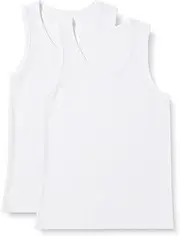 Catch(キャッチ) Boys' Tank Top, Set of 2, 100% Cotton, All Seasons, Inner Underwear, White