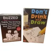 2 Adult Drinking Card Games BUZZED & DON'T DRINK AND DRAW Party Game Night