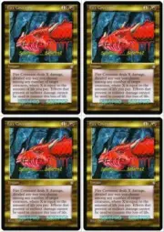 4x FIRE COVENANT magic ICE AGE UNC GOLD INSTANT X DAMAGE MTG PLAYSET NM/MINT LOT
