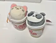 2 Anirollz Nissin Cup Noodles Soft Mini Plush toy Panda and Cat