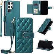 [Asuwish] Mobile Phone Case for Samsung Galaxy S23 Ultra 5G Case with Strap Film Screen Protector Card Slot Foldable Leather Wallet Stand S23Ultra 23S S 23 23Ultra Mobile Phone Cases Protective Cover