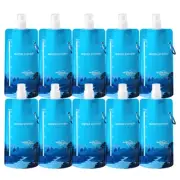 10pcs Collapsible Water Bottle 23OZ Reusable Canteen Foldable Drinking Pouch Bag