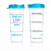 Hydr-8 time marked clear Drink your Effin water bottle metered travel 32oz