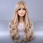 26 Inches Blonde Wig Long Wavy Wig with Bangs Synthetic Wigs Long Ash Blonde ...