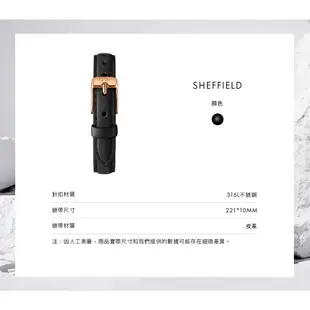 【Daniel Wellington】DW 錶帶 Petite Sheffield 10mm經典黑皮革錶帶