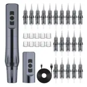 Wireless Tattoo Pen Machine Kit with 2Pcs Batteries 20pcs Cartridge Needles