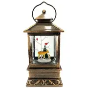 Battery Operated Lighted Holiday Lantern with Mother and Baby Deer 8.5 Inch