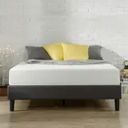 Zinus Curtis Essential Upholstered Grey Fabric Bed Frame
