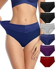 [K-CHEONY] Womens Underwear Cotton Panties Soft Lace Bikini Comfy Briefs Underpants Ladies Hipster for Women